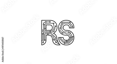 Modern Technology Concept with Stylized RS Letters Featuring Digital Circuit Board Traces and Electronic Design Elements