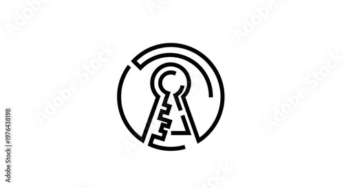 Modern abstract keyhole icon representing digital security, access solutions, and data protection for privacy and exclusive entry