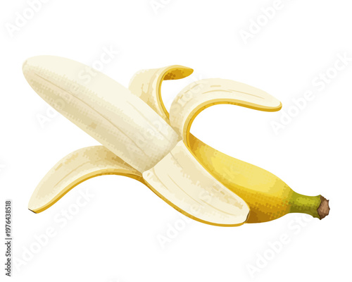 Banana's Revelation: A peeled banana reveals its soft, creamy interior. This artistic representation celebrates the simple pleasure of fresh fruit.