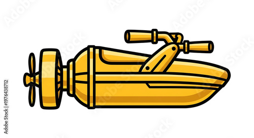 A golden jet ski icon on a white background, designed in a flat, minimalist style.