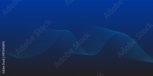 Abstract background with waves for banner. Medium banner size. Vector background with lines. Element for design isolated on white. Blue colors