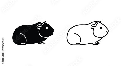 Adorable Guinea Pig Silhouette Designs Vector