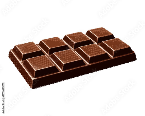 Rich Chocolate Bar: A mouthwatering, dark chocolate bar, perfectly molded into rectangular segments, offering a tempting treat for chocolate lovers. 