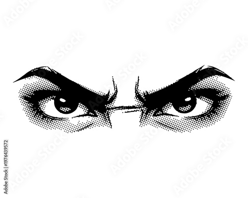 Intense Gaze: A close-up view of a pair of eyes, radiating power and focus. With a dark, intense look, this image captures attention, hinting at determination and depth. 