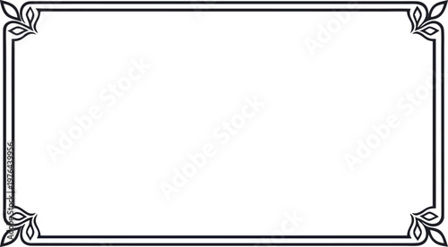 Simple black decorative frame with leaf accents on white background simple frame