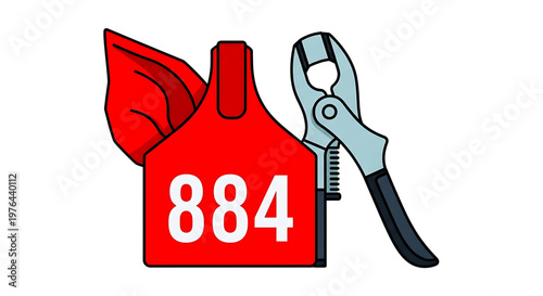 A red house tag with a wing and pliers, symbolizing home repair and identification