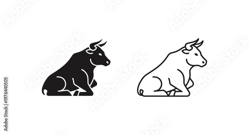 Bull Symbols Yin Yang Bull Designs for Branding Vector