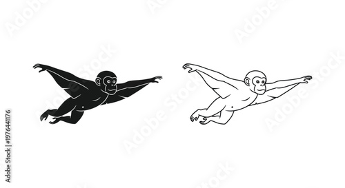 Monkey Movement Styles Knuckle-Walking vs Brachiation Vector