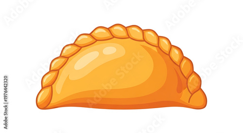 A vibrant orange empanada icon on a clean white background