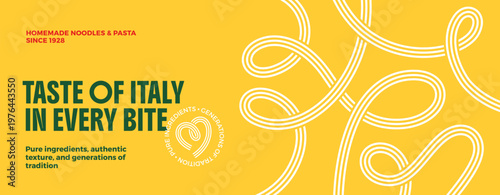 Abstract Food Background with Linear Pasta Pattern. Vector Spaghetti Wave Texture. Doodle Noodle Shape Illustration for Italian Cuisine Packaging or Restaurant Banner and Menu Decoration.