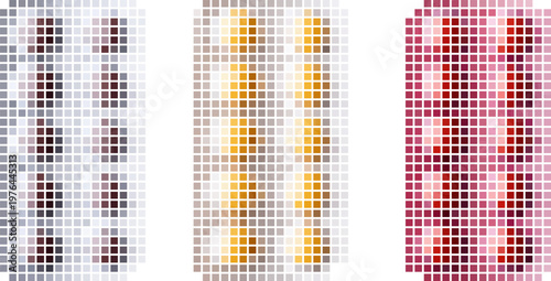 Colorful pixelated pill shapes in digital art style for modern design. Vector png collage isolated on transparent