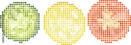 Colorful tomato slice dots for modern graphic design and decoration. Vector png collage isolated on transparent