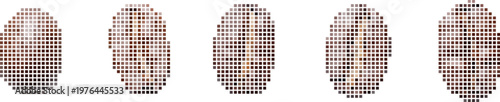 Pixelated coffee art pattern for creative design projects. Vector png collage isolated on transparent