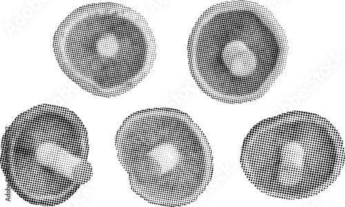 Retro grunge mushroom pattern with punk dot art for creative design. Vector png collage isolated on transparent