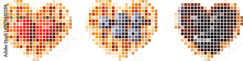Waffle pixel art design with heart shaped brown tones for digital use. Vector png collage isolated on transparent