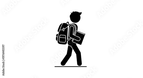 a person walking with a backpack.