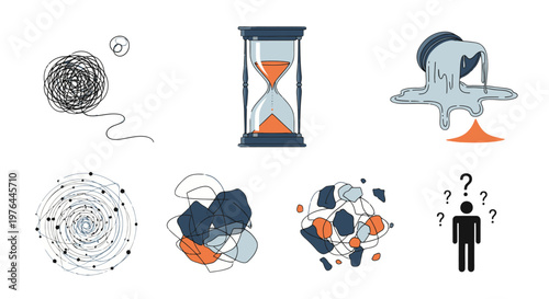 Confusion and disorientation concept illustrations.