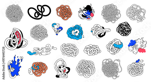 Collection of creative brain illustrations and symbols.