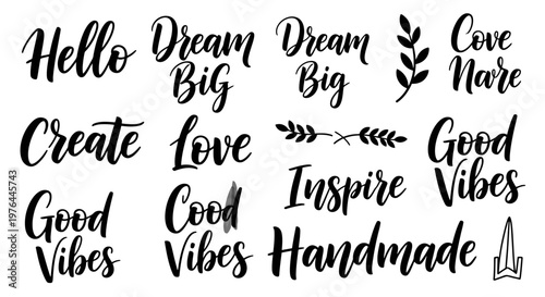 Inspirational quotes and phrases typography.