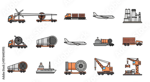 Various industrial heavy duty vehicles.