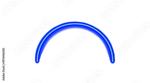 Glowing blue arch isolated on black background modern minimalist design element abstract arc shape neon light futuristic technology