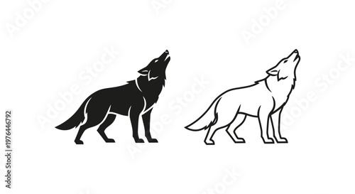 Wolf Silhouettes Bold Black and White Canine Designs Vector