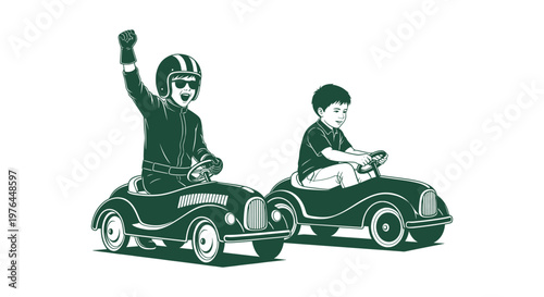 Minimalist orange line art illustration of a mother hugging her baby infant within a round frame.