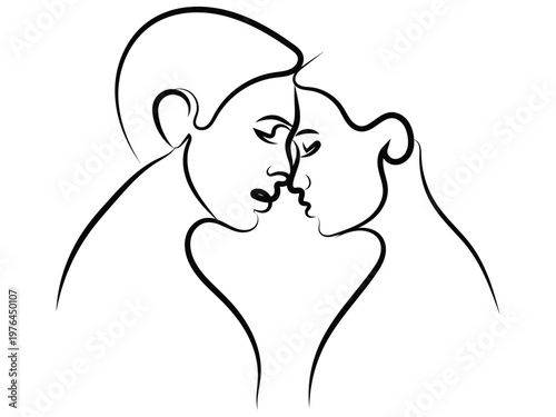 Minimalist Line Art Illustration of an Intimate Couple