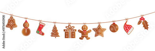 hanging christmas icons and new year greeting