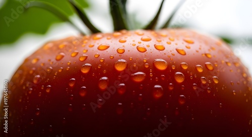 Close-up of fresh ripe strawberry with water droplets in soft natural light