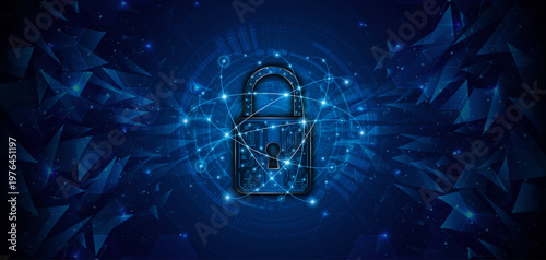 Lock icon. Cyber ​​security and data protection concepts and privacy. Innovative concept of advanced safety technology