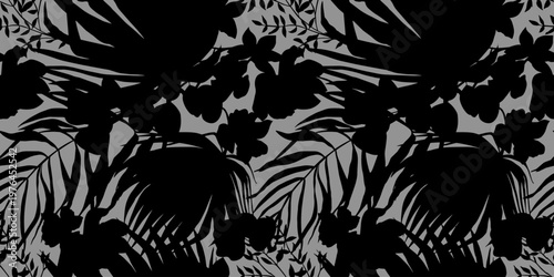 modern tropical pattern with bushes in practical unisex shades on vector for surface and fabric design