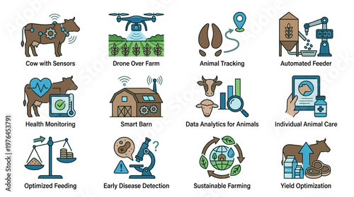 Vector Icons Smart Farming and Agricultural Technology Icon Set 1.