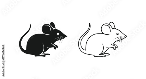 Black White Mouse Vector Icons Design Vector