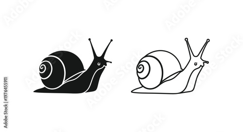 Snail Shells Art Minimalist Line Drawing Snails Vector