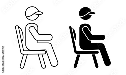 Daily activities icon outline and glyph person sitting on chair