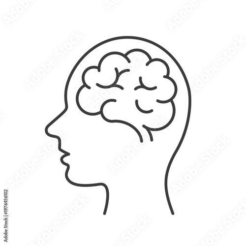 Human brain icon, line art. Brainstorming symbol. Vector isolated illustration