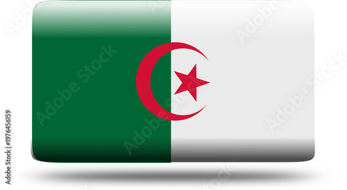  rectangle 3d look Flag of Algeria
