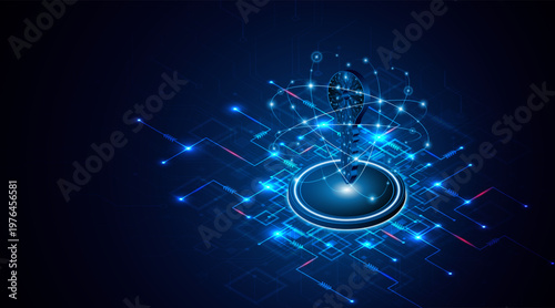 technology circuit board key icon. Cyber ​​data security and privacy concept. modern technology innovation concept background