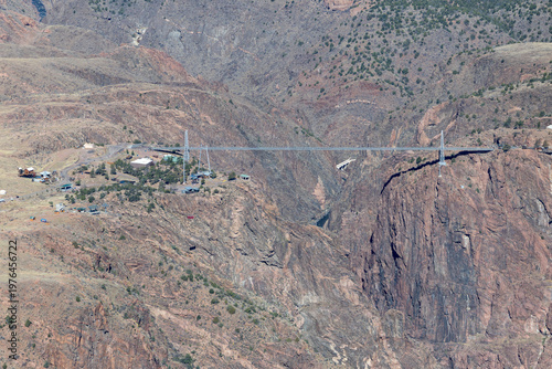 Aerial View of Royal Gorge Bridge over Arkansas River near Canon City, Colorado, USA