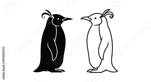 Cute Black White Penguin Illustration Design Vector