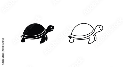 Black and White Tortoise Vector Icons Design Vector