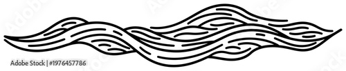 Flowing water waves made of smooth parallel lines in minimalist style