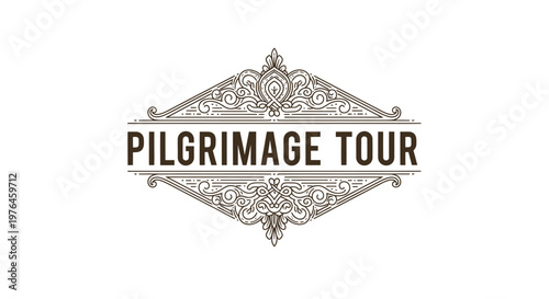 Vintage Engraved Pilgrimage Tour Logo with Ornate Frame