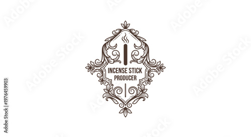 Vintage Engraved Incense Stick Producer Logo Emblem