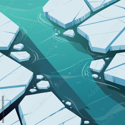 Ice Floes On A River Illustration