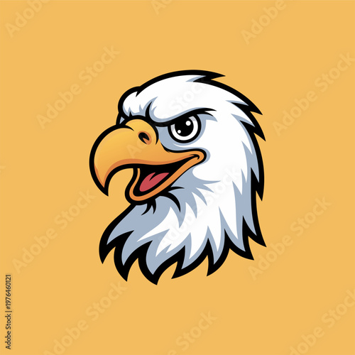 Cartoon Bald Eagle Head Mascot on Plain Background