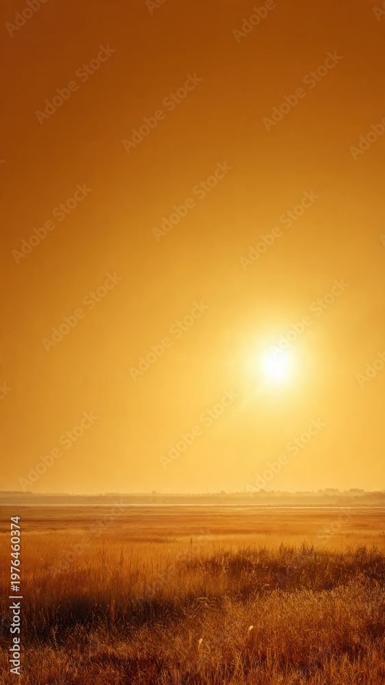 Fototapeta premium Sunset Over Golden Grass Field