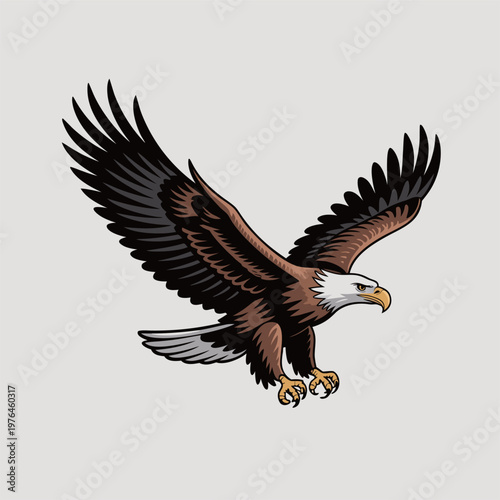 Illustration Of An Eagle In Flight With Open Wings