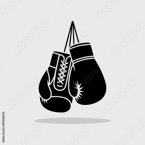 Hanging Boxing Gloves Silhouette Vector Illustration